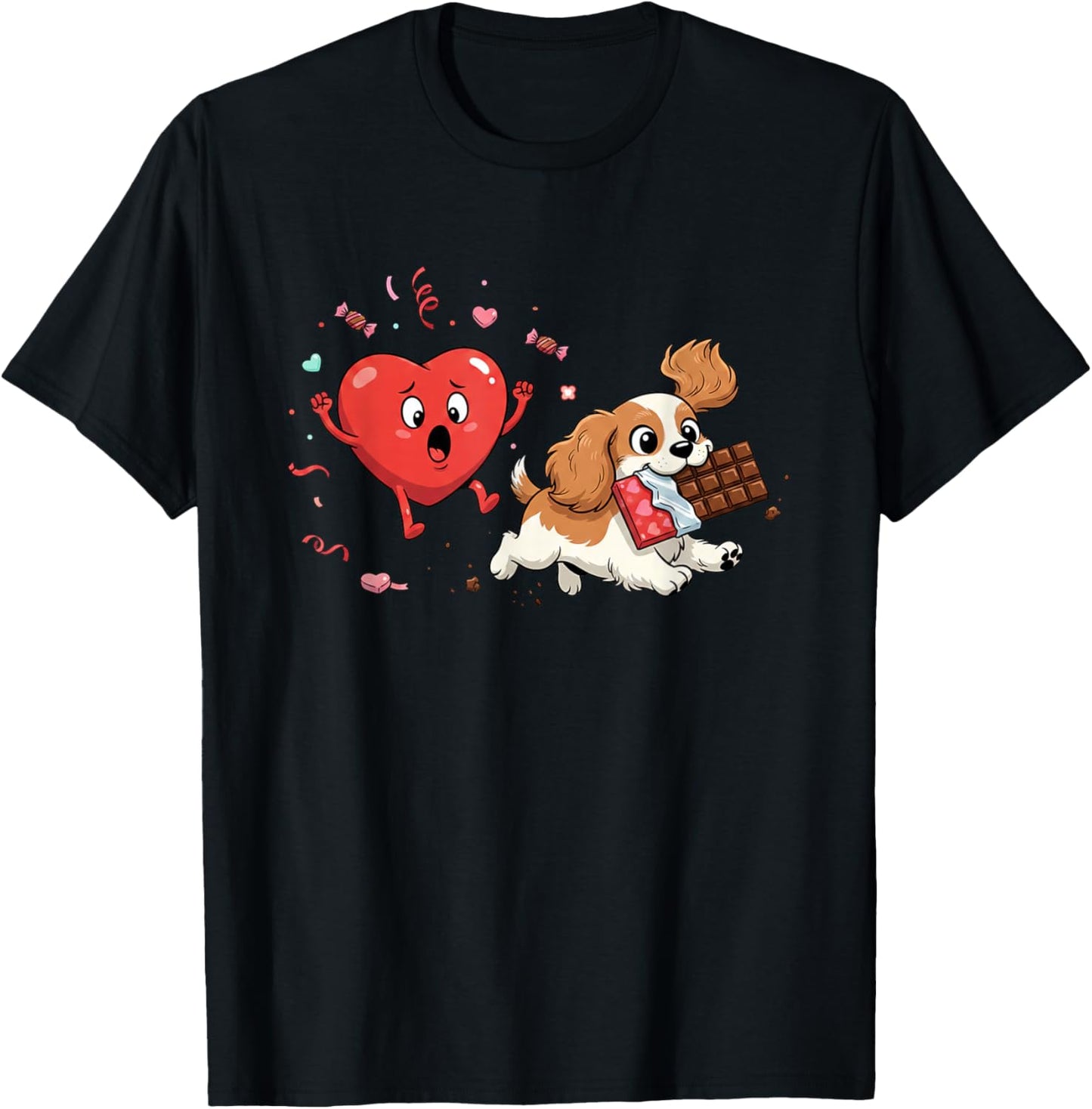 Funny Cavalier King Charles Spaniel Heart Valentine Dog T-Shirt - T-Shirt | Black