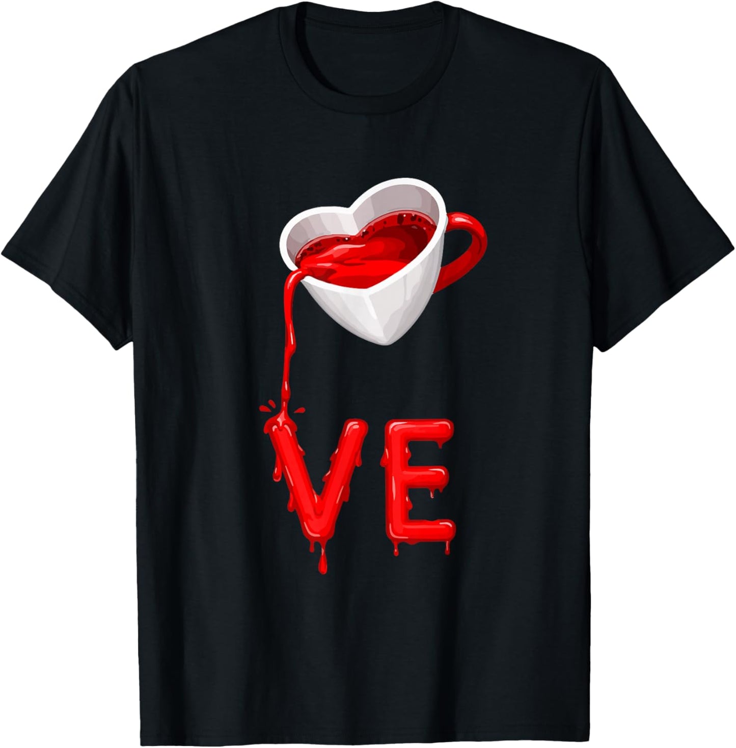 Valentines Day Love Coffee Lover Couple Matching Design T-Shirt - T-Shirt | Black