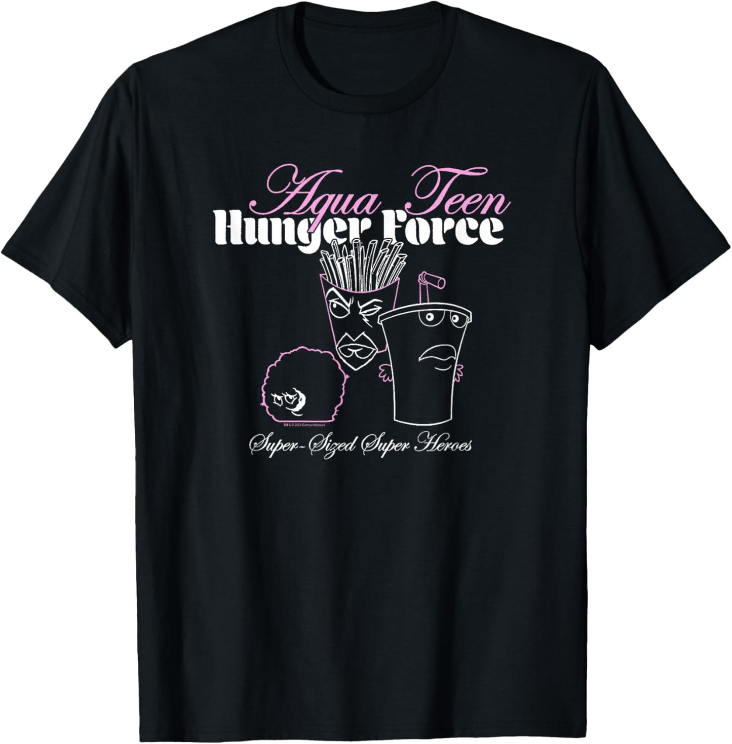 ATHF Super Sized Super Heroes Script Outline Funny Cartoon T-Shirt - T-Shirt | Black