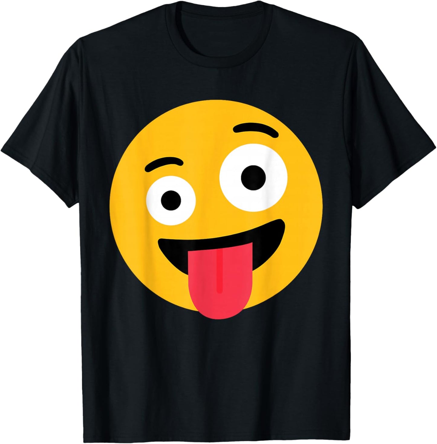 Funny Emoticon Wild Crazy Eyes Excited Zany Face T-Shirt - T-Shirt | Black