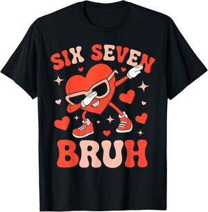 Six Seven 67 Meme Cool Valentine’s Shirt Boys Girls Kids T-Shirt - T-Shirt | Black