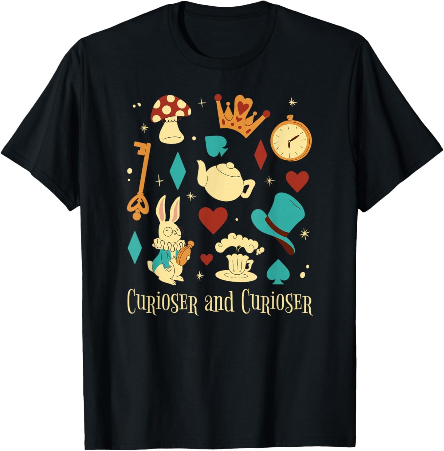 Curiouser and Curiouser Quote Alice T-Shirt - T-Shirt | Black