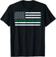 US America Flag Thin Green Line I Support ICE Stand with ICE T-Shirt - T-Shirt | Black