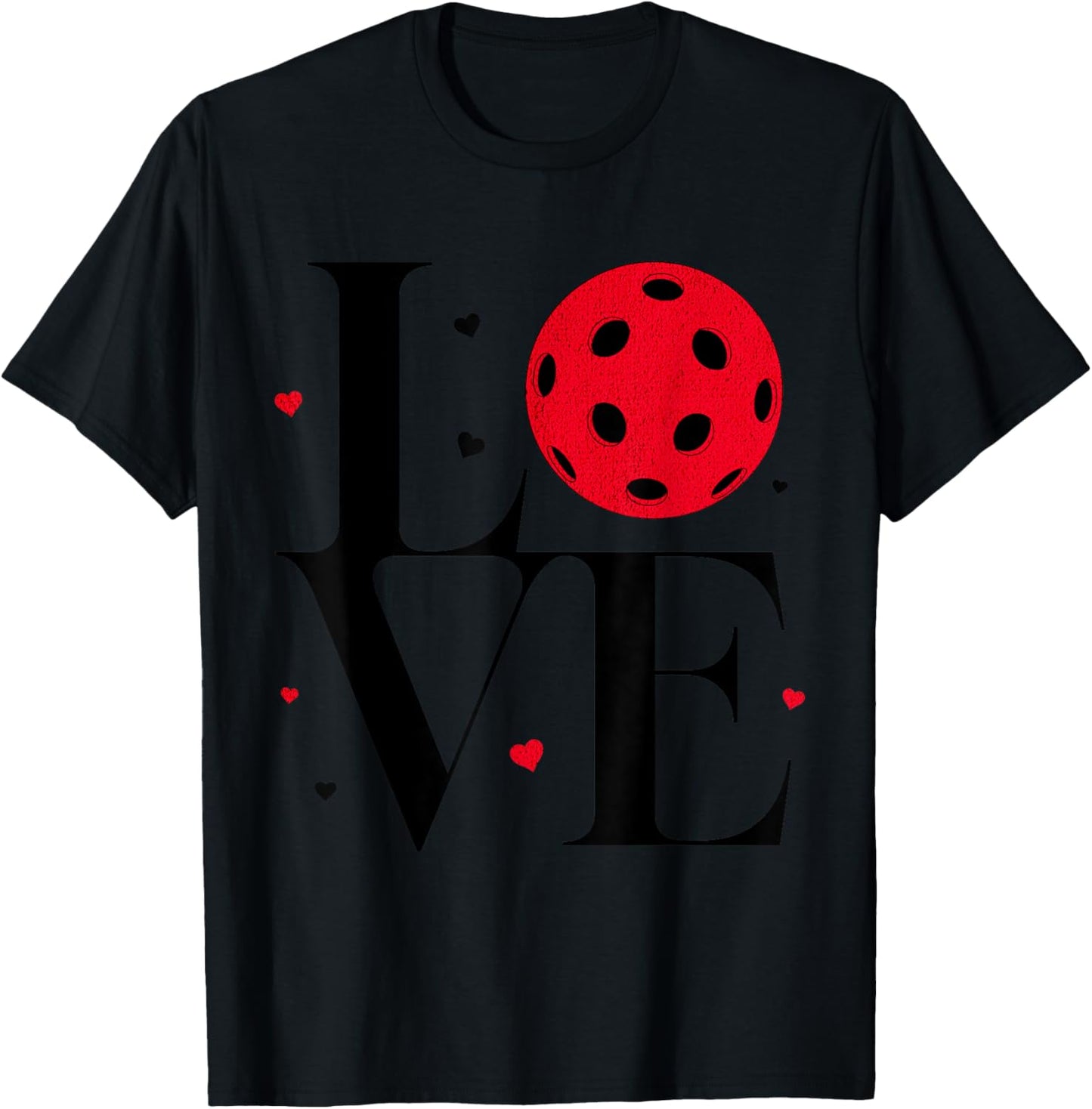 Love Pickleball Valentines Day Cute Red Heart T-Shirt - T-Shirt | Black