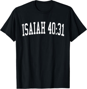 Isaiah 40:31 Bible Verse Christian Vintage Distressed Text T-Shirt - T-Shirt | Black