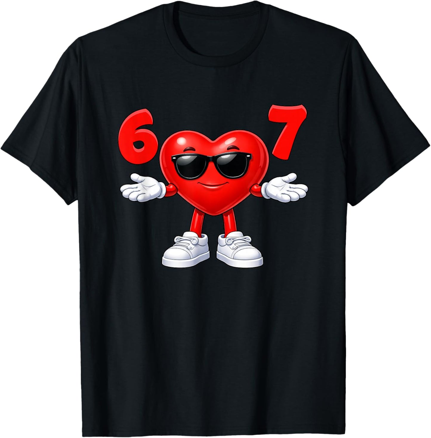 67 Heart 67 Valentines Day Meme Funny Six Seven Teens Kids T-Shirt - T-Shirt | Black