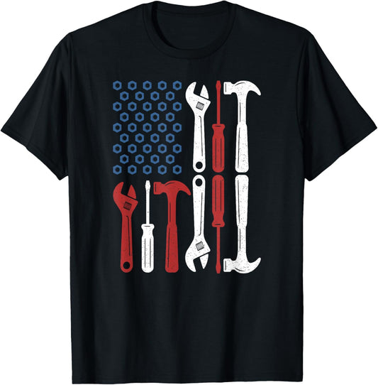 Maintenance Technician American Flag Maintenance Tech T-Shirt - T-Shirt | Black
