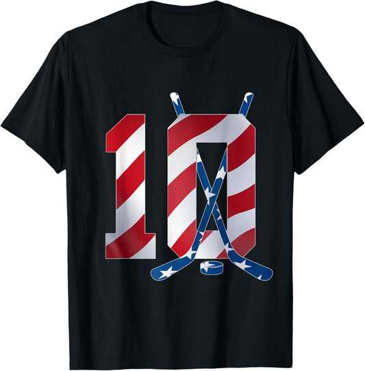 Number 10 Years ICE Hockey 10TH Birthday T-Shirt - T-Shirt | Black