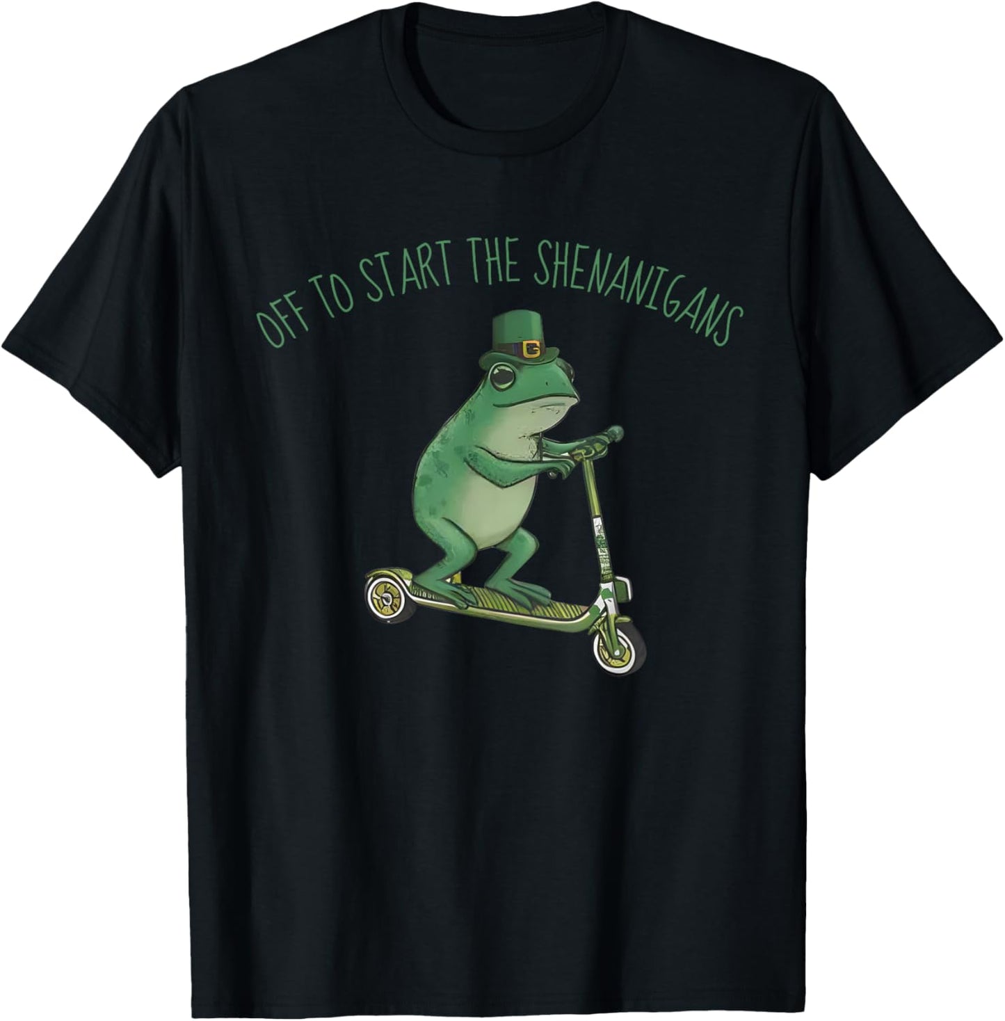 Lucky Frog Meme St. Patrick Day Off to Start The Shenanigans T-Shirt - T-Shirt | Black