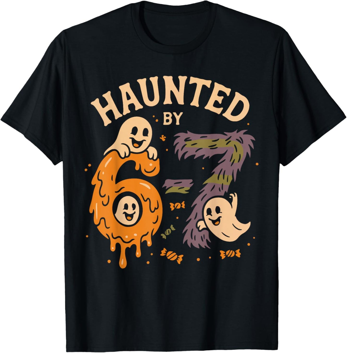 Haunted by 67 Six Seven Meme Gen Alpha Funny Halloween T-Shirt - T-Shirt | Black