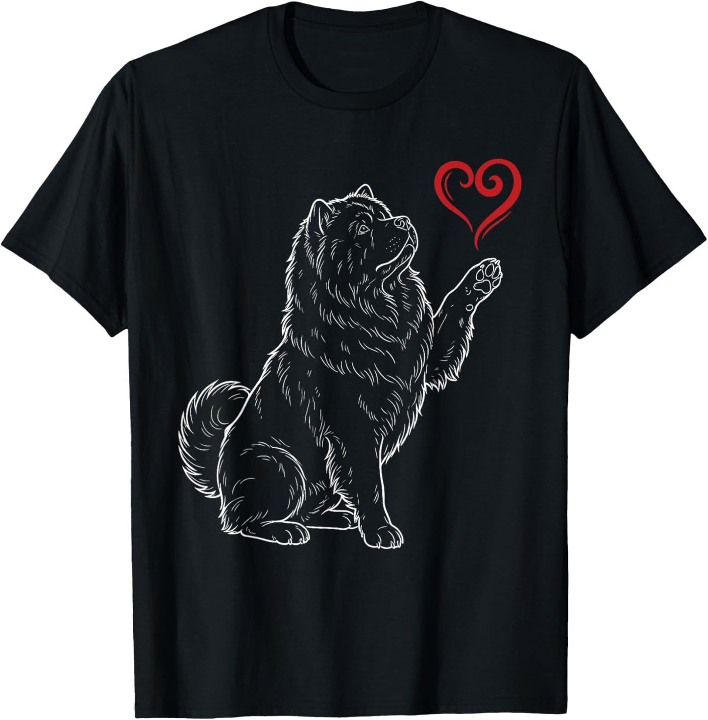 Chow Chow Lover Dog Art Holding Heart Valentines T-Shirt - T-Shirt | Black
