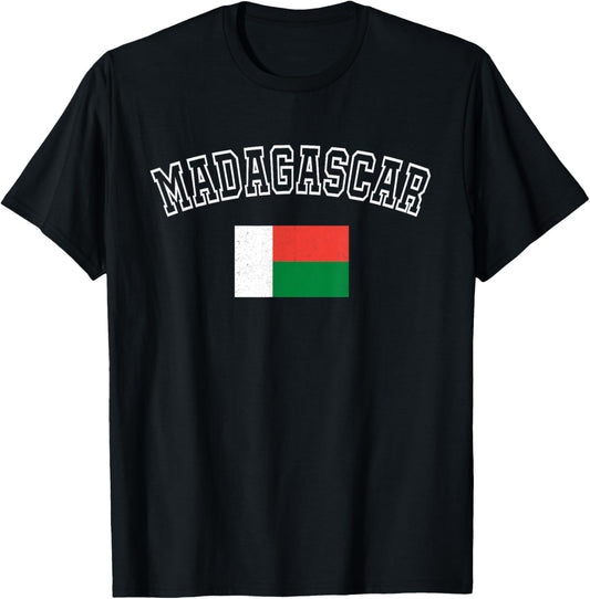 Madagascar Flag Vintage Distressed Retro Heritage Design T-Shirt - T-Shirt | Black