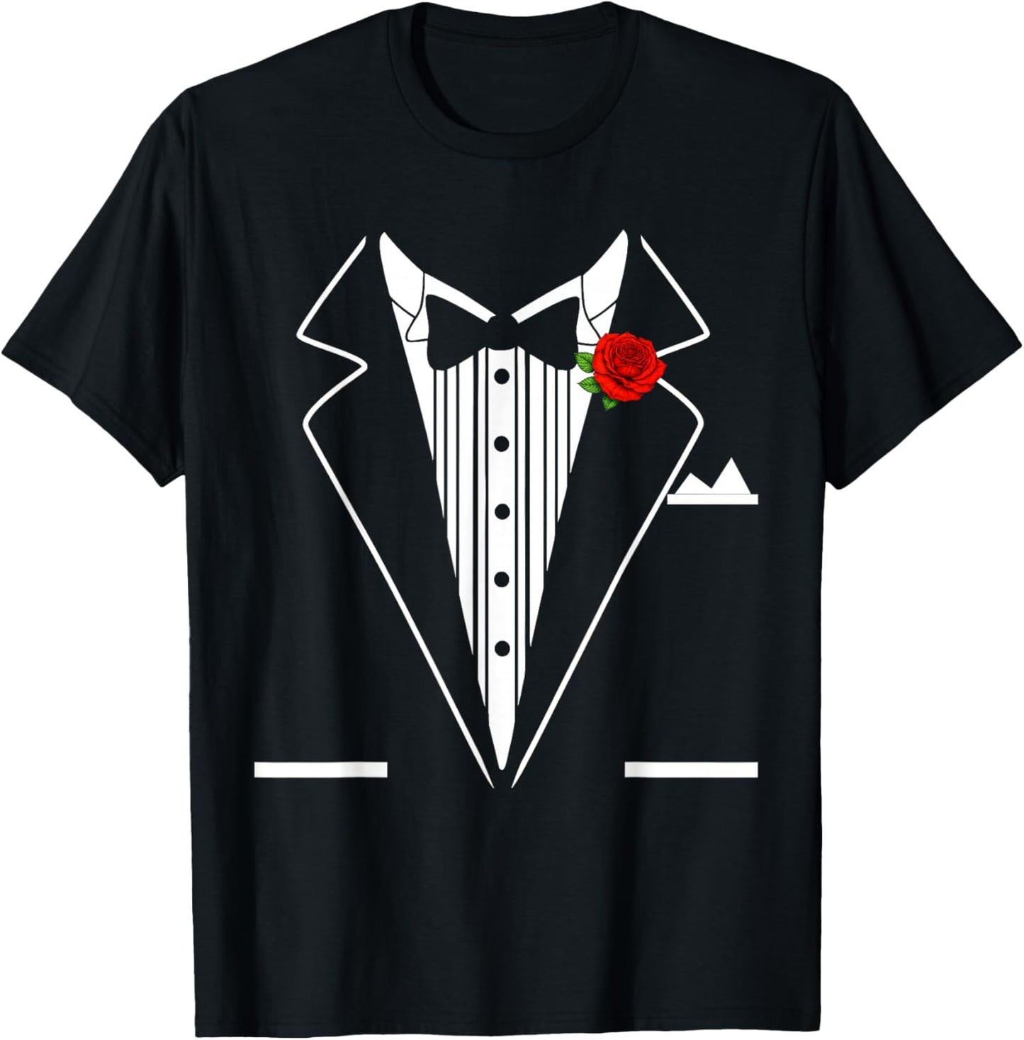 Rose Tuxedo Tux Wedding Prom Costume Party Men Kids Adult T-Shirt - T-Shirt | Black