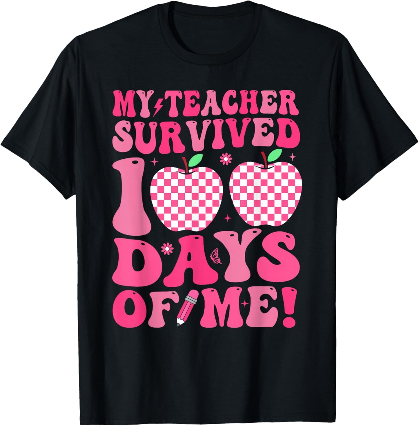 My Teacher Survived 100 Days Boys Kids 100th Day of School T-Shirt - T-Shirt | Black