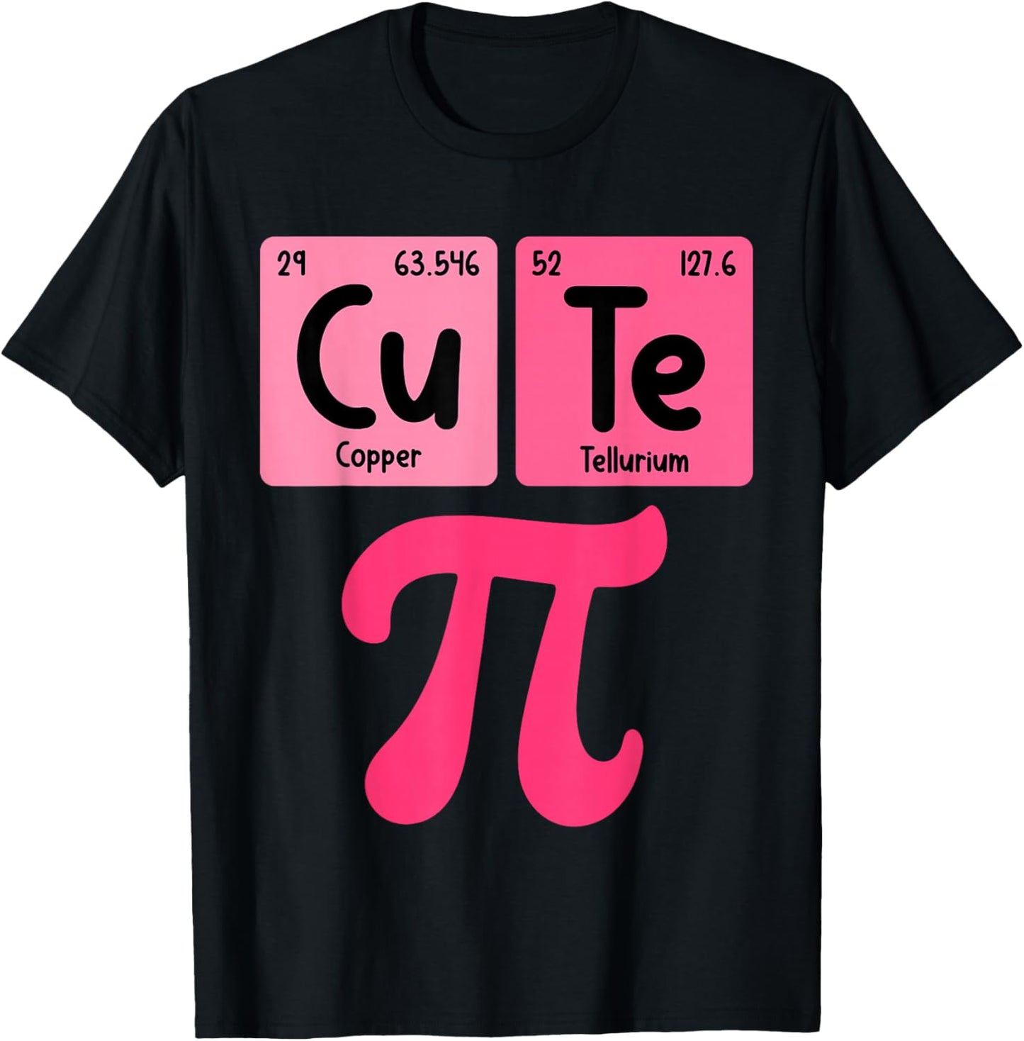 Cutie Pi Day Pink Math Periodic Table Nerd Girl Kid Teacher T-Shirt - T-Shirt | Black