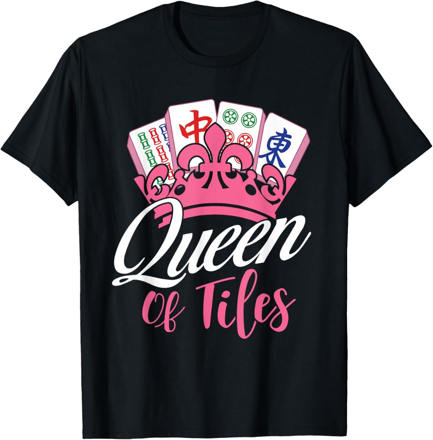 Queen of Tiles - Mahjong Lover Mah Jong Player T-Shirt - T-Shirt | Black