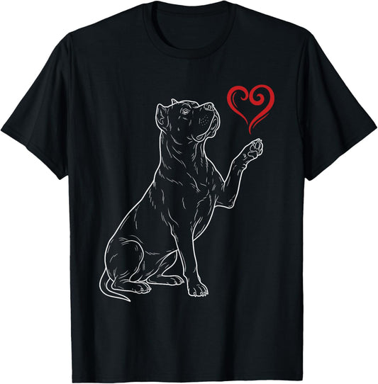 Cane Corso Lover Dog Art Holding Heart Valentines T-Shirt - T-Shirt | Black