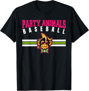 Party Animals Baseball Retro Monkey Sunglasses T-Shirt - T-Shirt | Black