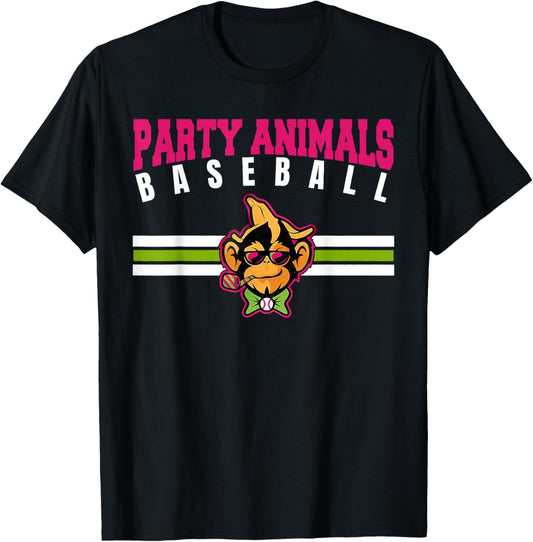 Party Animals Baseball Retro Monkey Sunglasses T-Shirt - T-Shirt | Black