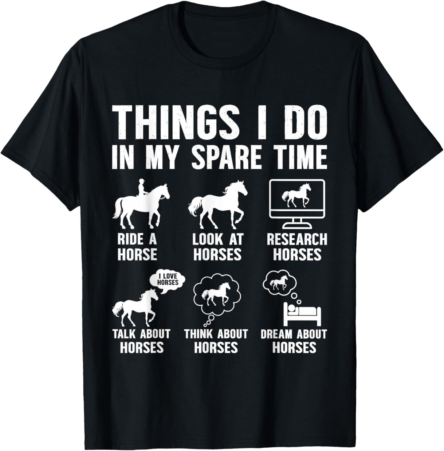 Things I Do in My Spare Time Horse Funny Boys Girls Kids T-Shirt - T-Shirt | Black