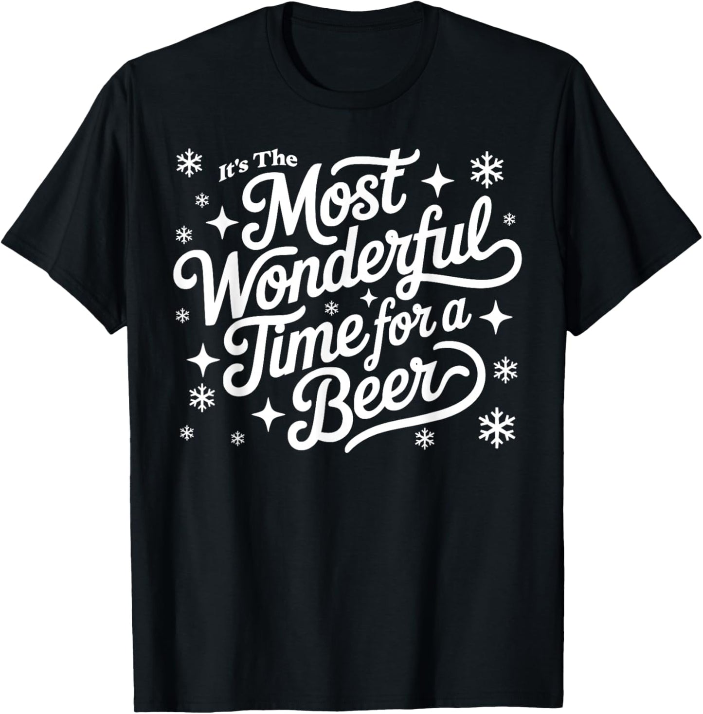It's The Most Wonderful Time for A Beer Funny Christmas T-Shirt - T-Shirt | Black