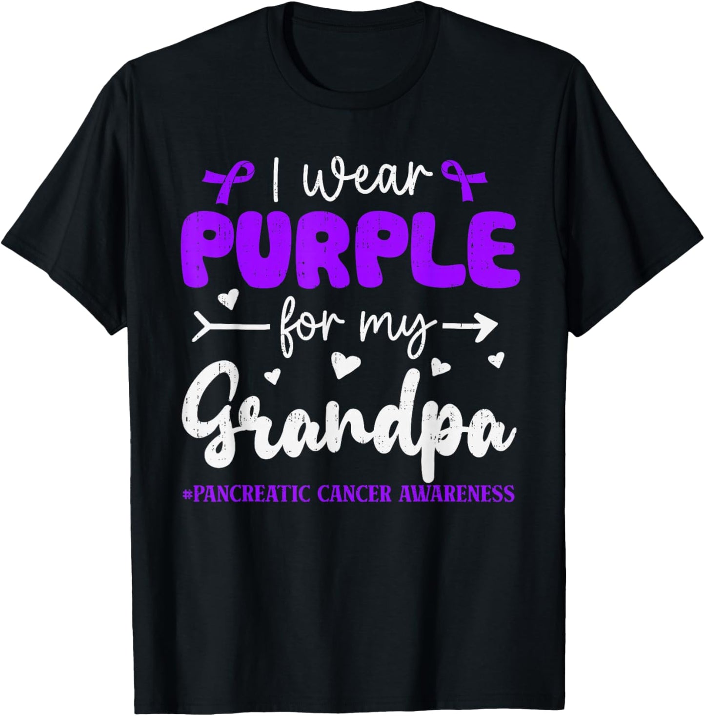 I Wear Purple for Grandpa Pancreatic Cancer Awareness Family T-Shirt - T-Shirt | Black