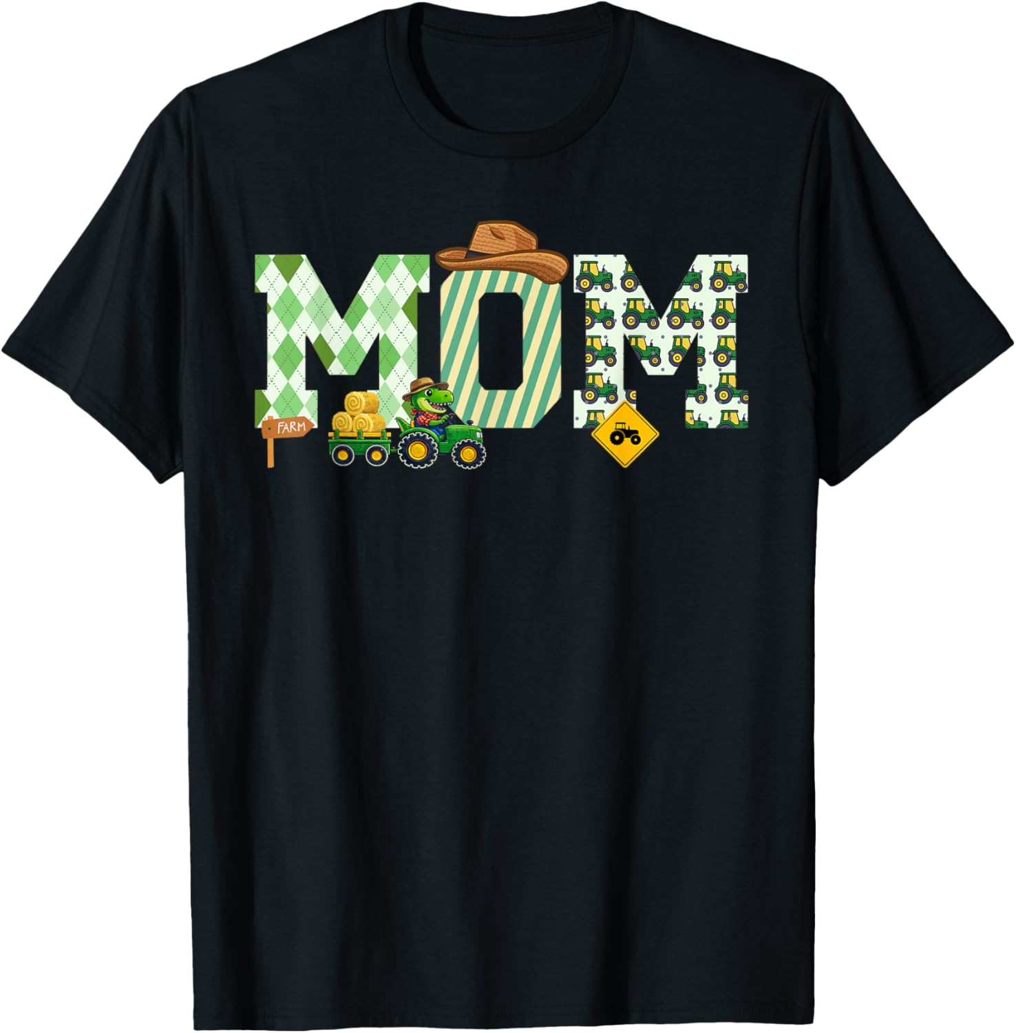 Farm Tractor Mom 1st Birthday Farmer T-Shirt - T-Shirt | Black