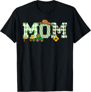 Farm Tractor Mom 1st Birthday Farmer T-Shirt - T-Shirt | Black