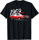 1969 69 Mercury Cougar Red Classic Vintage Old Car USA Flag T-Shirt - T-Shirt | Black
