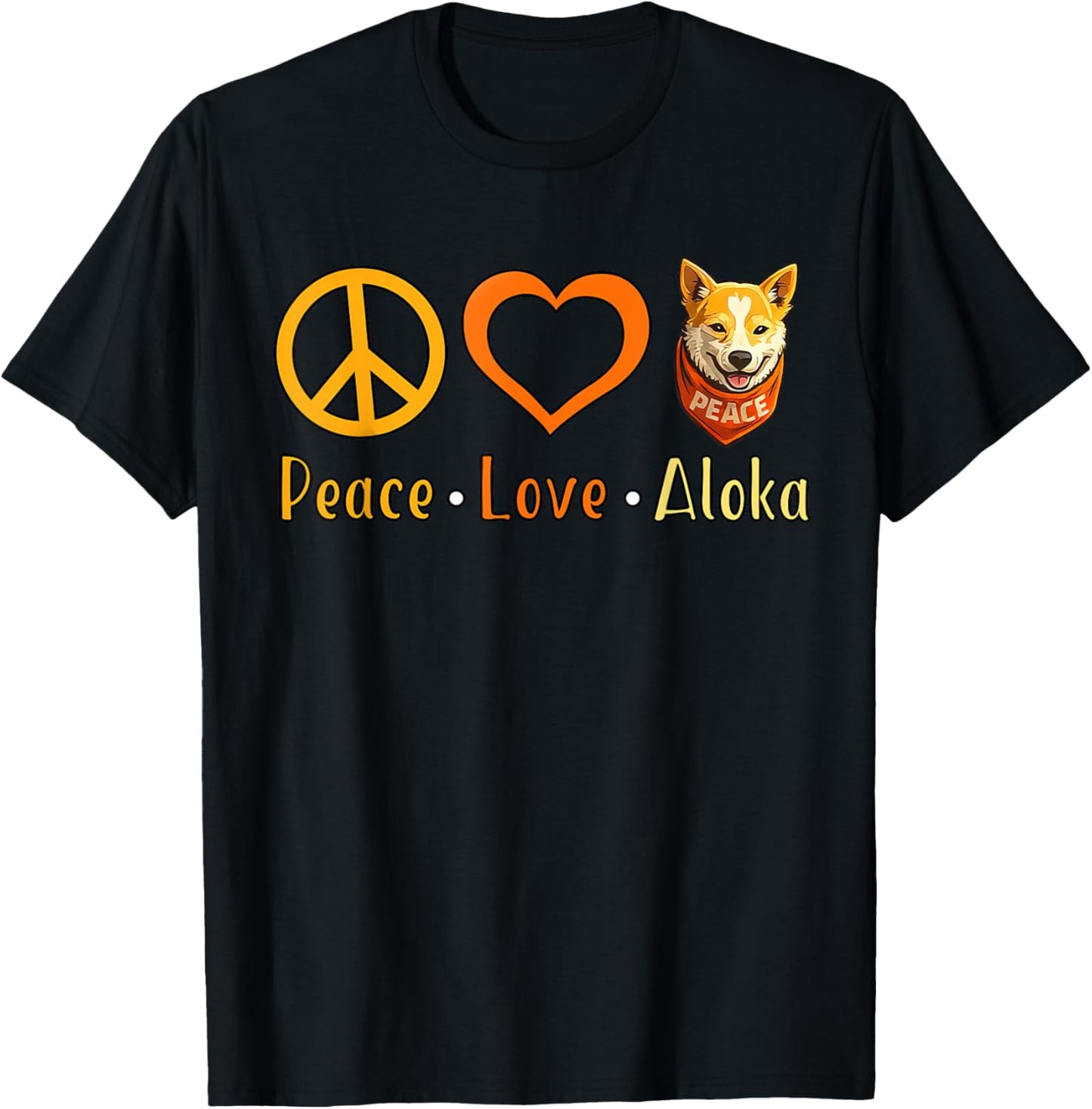 Peace Love Aloka The Peace Dog Women Kids T-Shirt - T-Shirt | Black