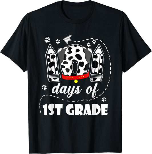 101 Days 1st Grade 100 Days School Dog 100th Day Students T-Shirt - T-Shirt | Black