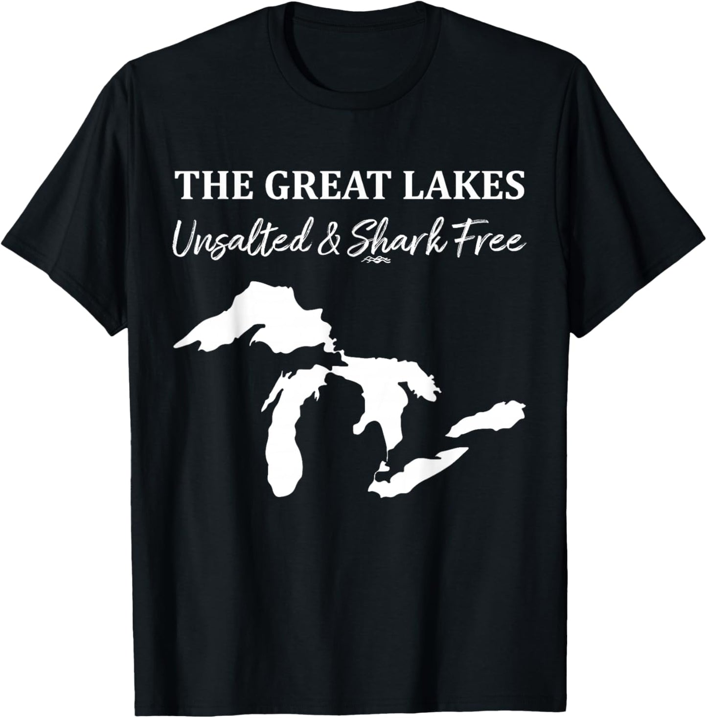 The Great Lakes Unsalted & Shark Free Michigan Superior Map T-Shirt - T-Shirt | Black