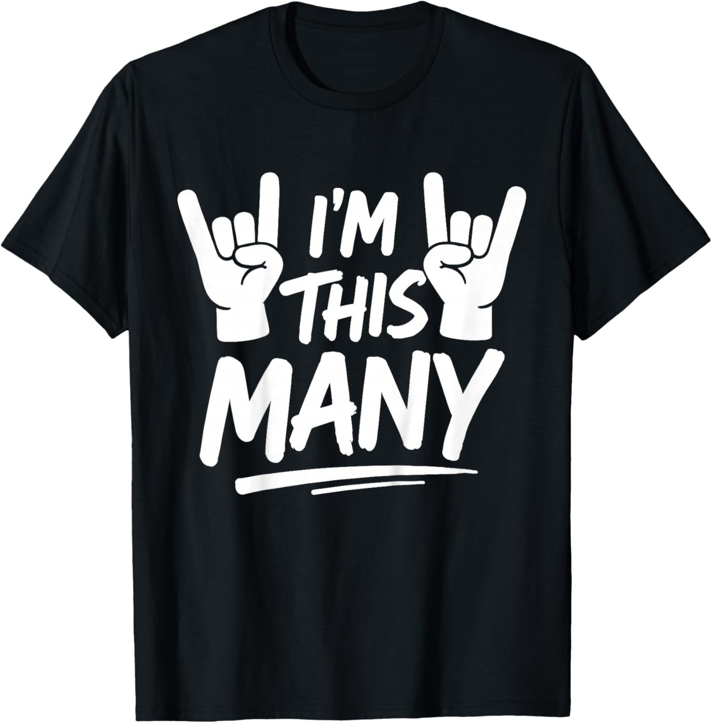 Kids I'm This Many Rock Hand Kids 4th Birthday Party 4 Years Old T-Shirt - T-Shirt | Black