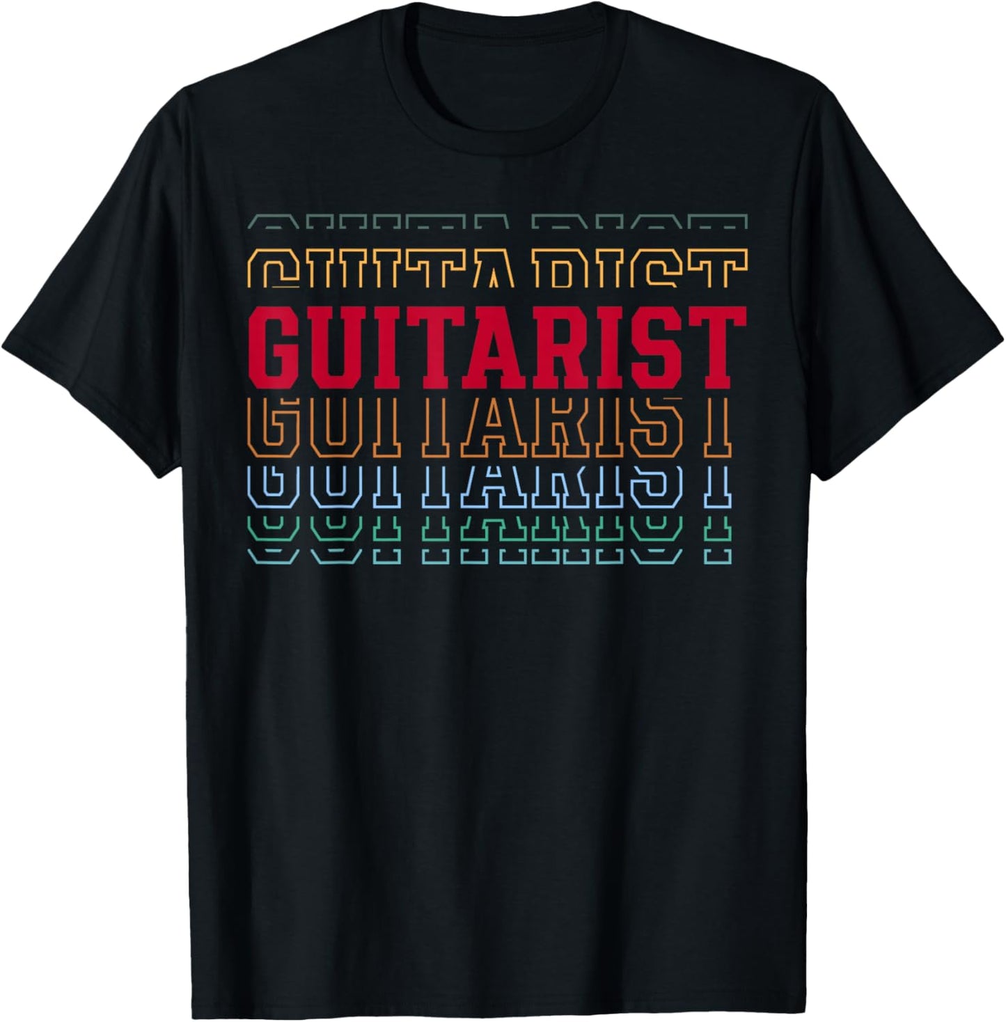Guitarist Funny Layered Text Guitar Lover Men Women Kids T-Shirt - T-Shirt | Black