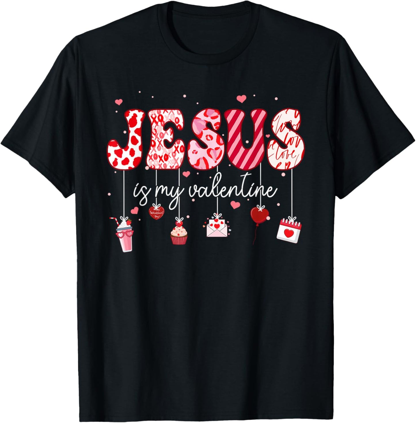 Retro Jesus is My Valentine Religious Bible Christian Women T-Shirt - T-Shirt | Black