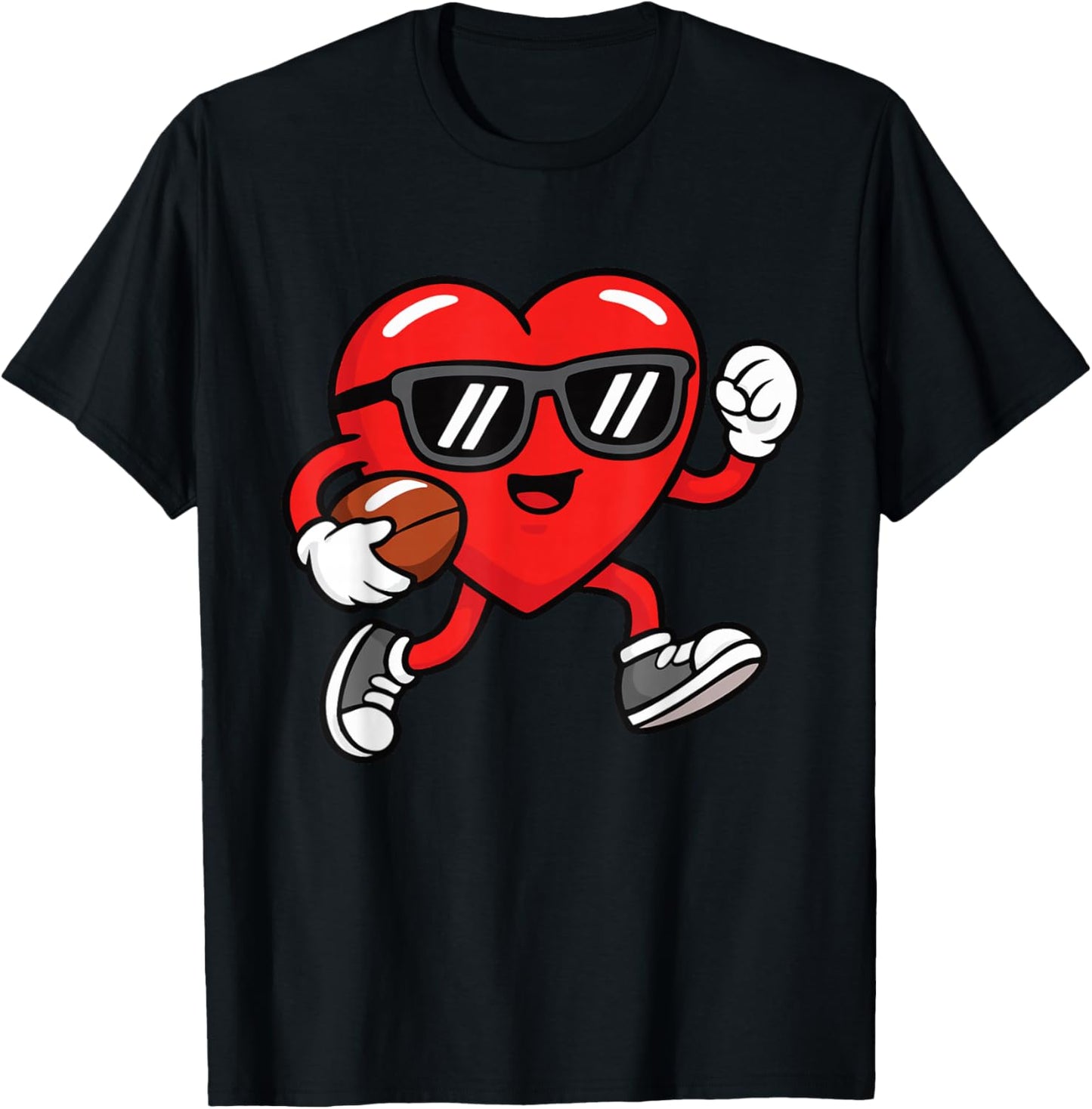 Funny Football Valentines Day Heart Boys Sports Love T-Shirt - T-Shirt | Black