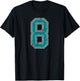 Teal and White Number 8 Jersey Player Uniform #8 Fan T-Shirt - T-Shirt | Black