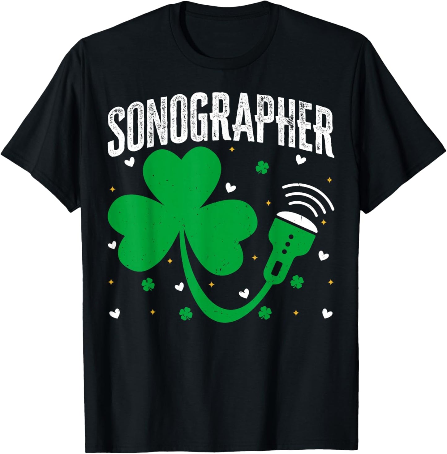 Ultrasound Tech Sonographer St Patricks Day Sonography T-Shirt - T-Shirt | Black