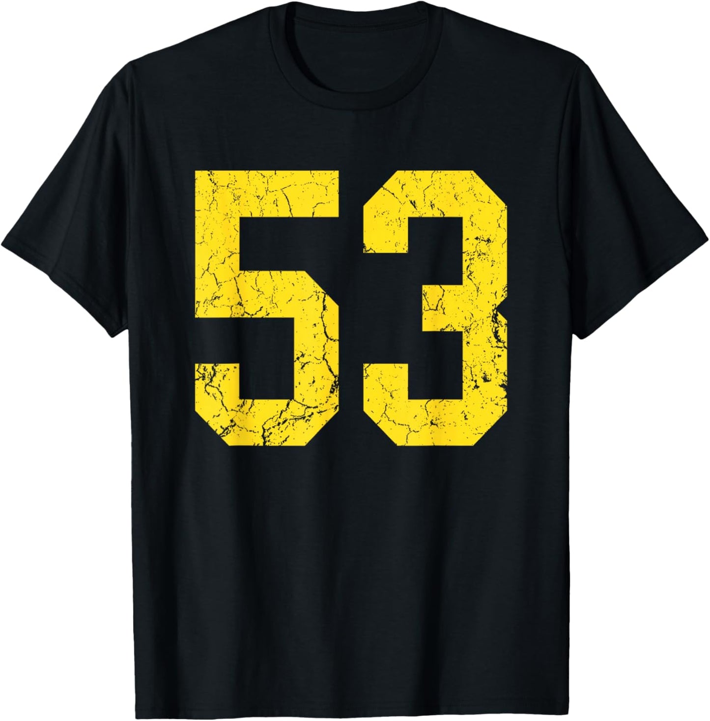 Distressed Bright Gold Number 53 Jersey Player Uniform #53 T-Shirt - T-Shirt | Black