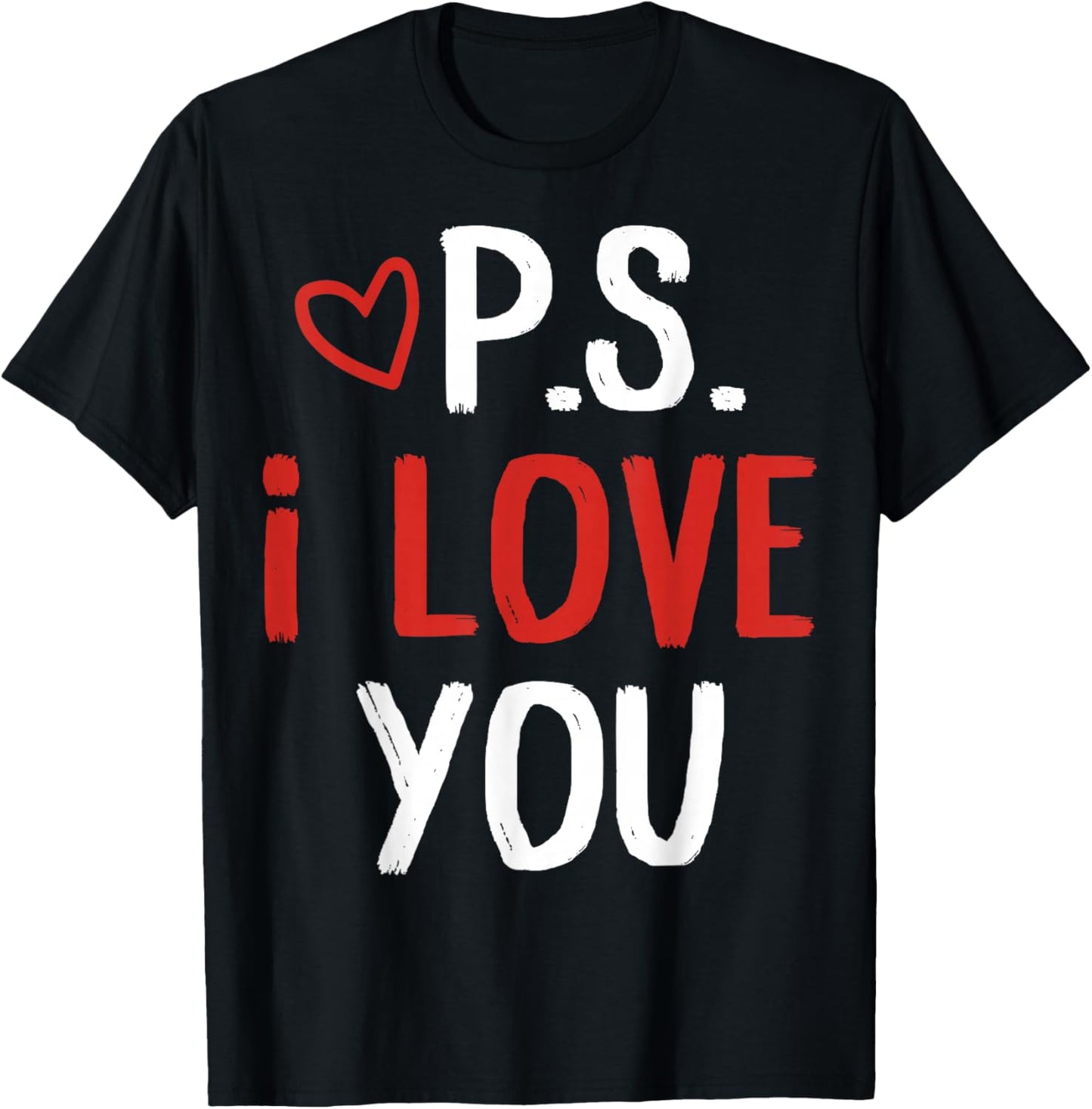 PS I Love You Day Valentine's Day Purple Heart Women Men Kid T-Shirt - T-Shirt | Black