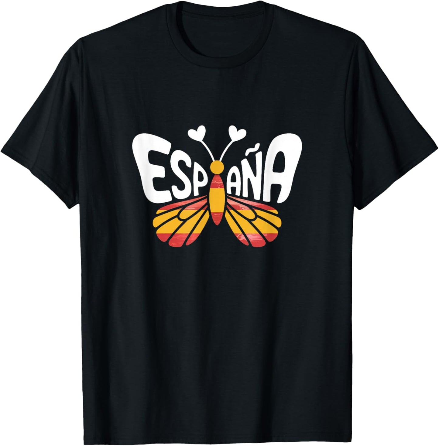 Spain Espana Butterfly - Spanish Flag Colors Souvenir T-Shirt - T-Shirt | Black