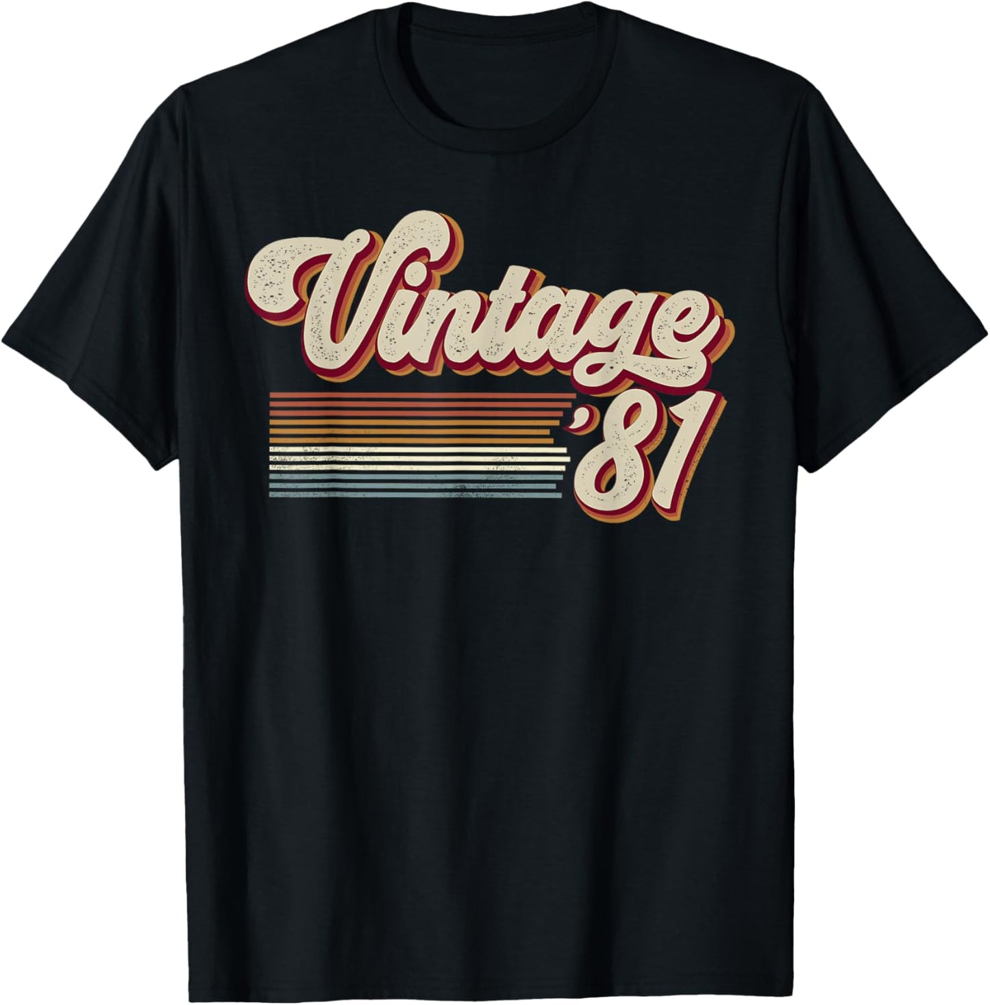 Vintage 1981 Retro Sunset Classic 44-Year-Old 44th Birthday T-Shirt - T-Shirt | Black