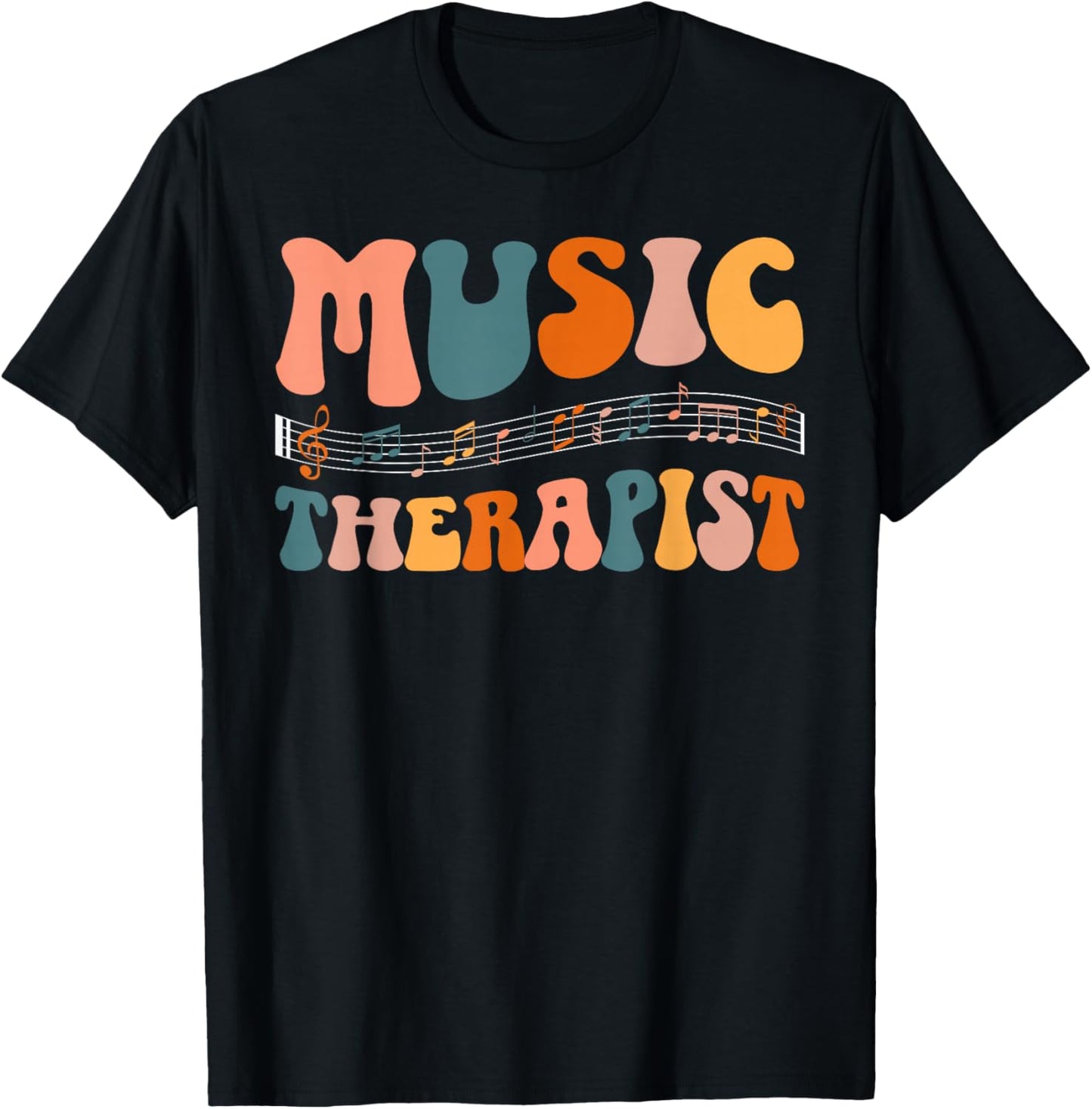 Music Therapist Music Therapy Groovy Music Therapist T-Shirt - T-Shirt | Black