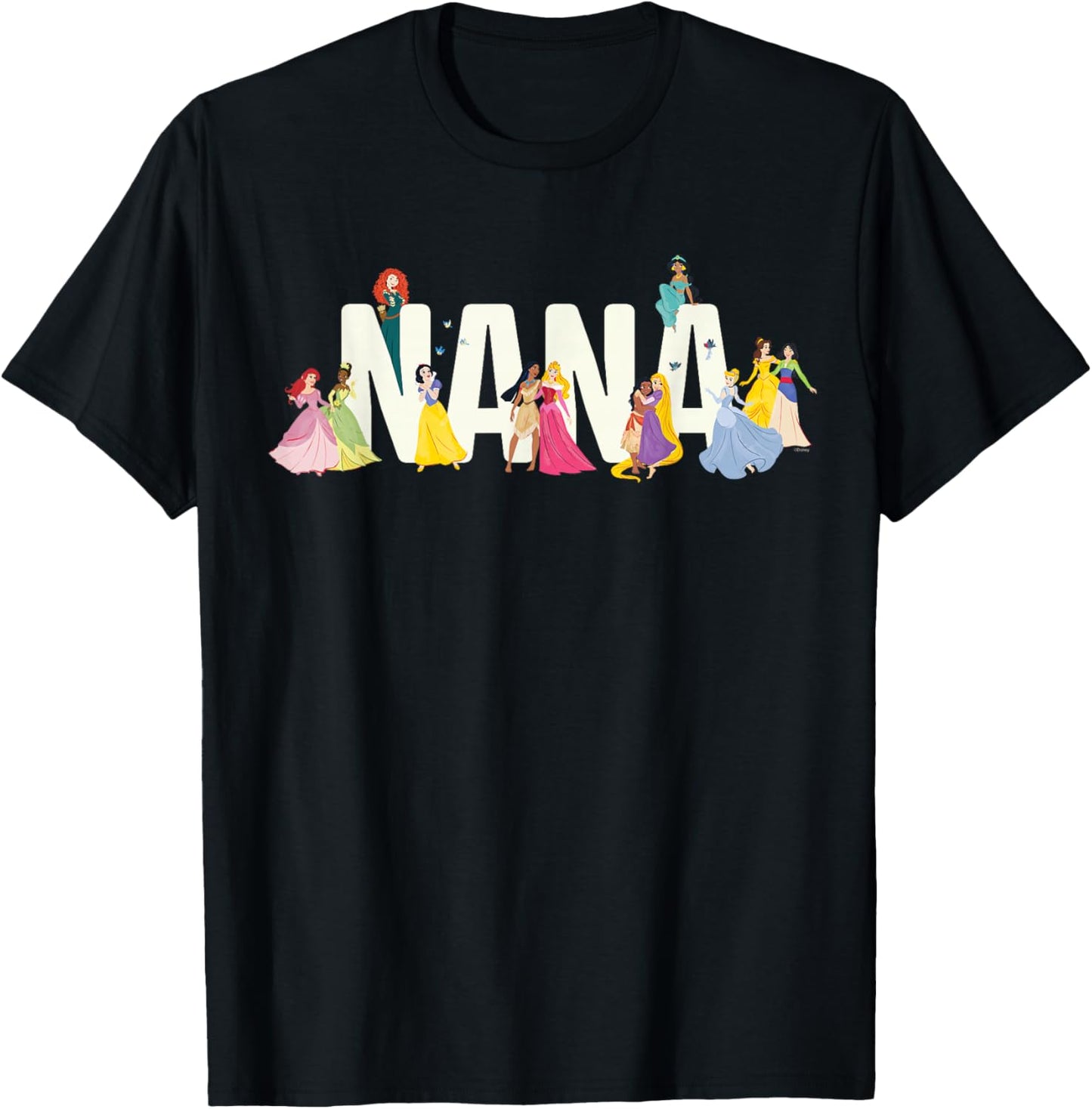 Disney Princess Squad Nana Family Trip Vacation Reunion T-Shirt - T-Shirt | Black