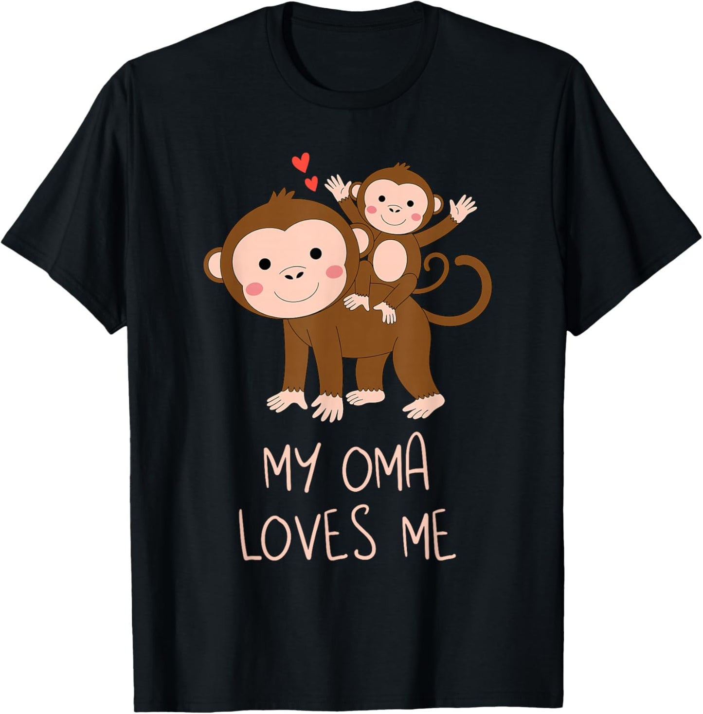 Cute Baby Monkey and Grandma My Oma Loves Me T-Shirt - T-Shirt | Black