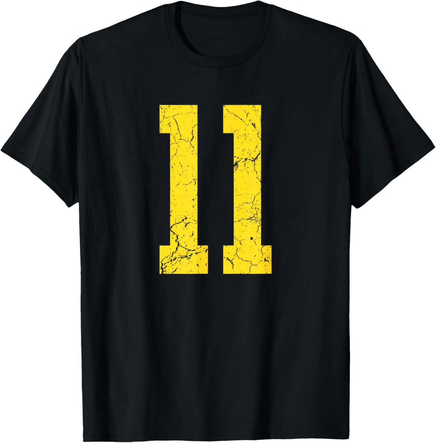 Distressed Bright Gold Number 11 Jersey Player Uniform #11 T-Shirt - T-Shirt | Black