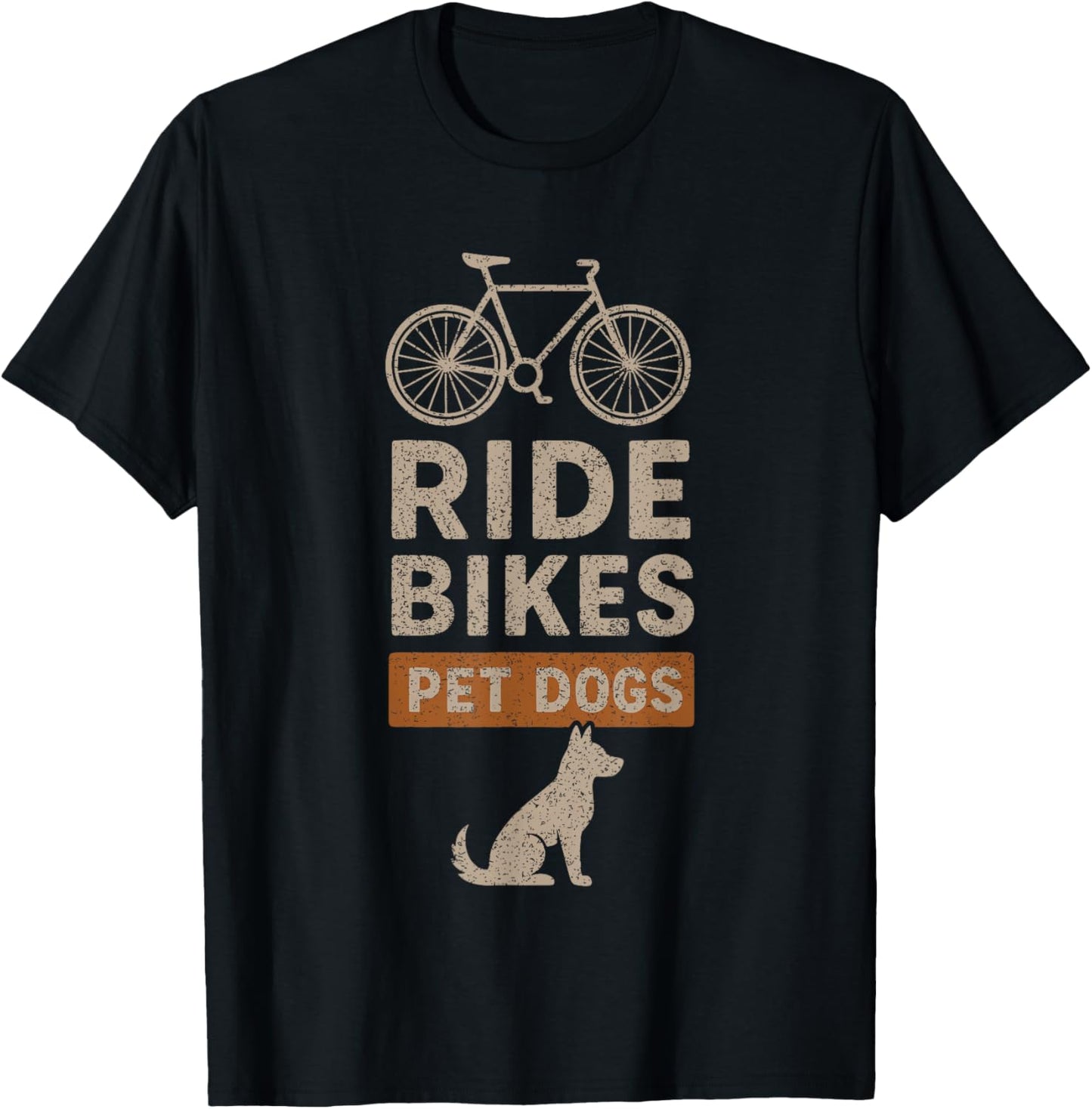 Ride Bikes Pet Dogs Lovers Retro Vintage Cycling Lovers T-Shirt - T-Shirt | Black