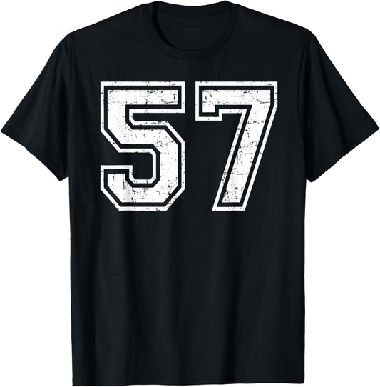 57 Number Fifty-Seven Team Sports Grunge Varsity Matching T-Shirt - T-Shirt | Black