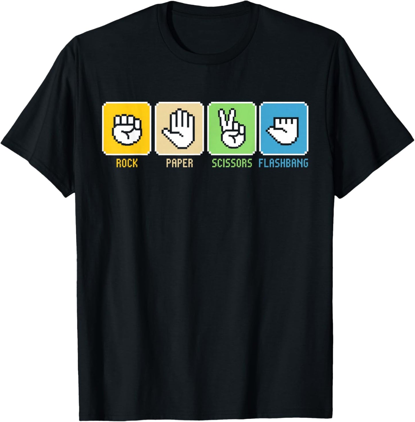 Rock Paper Scissors Flashbang Gamer Vintage Meme T-Shirt - T-Shirt | Black