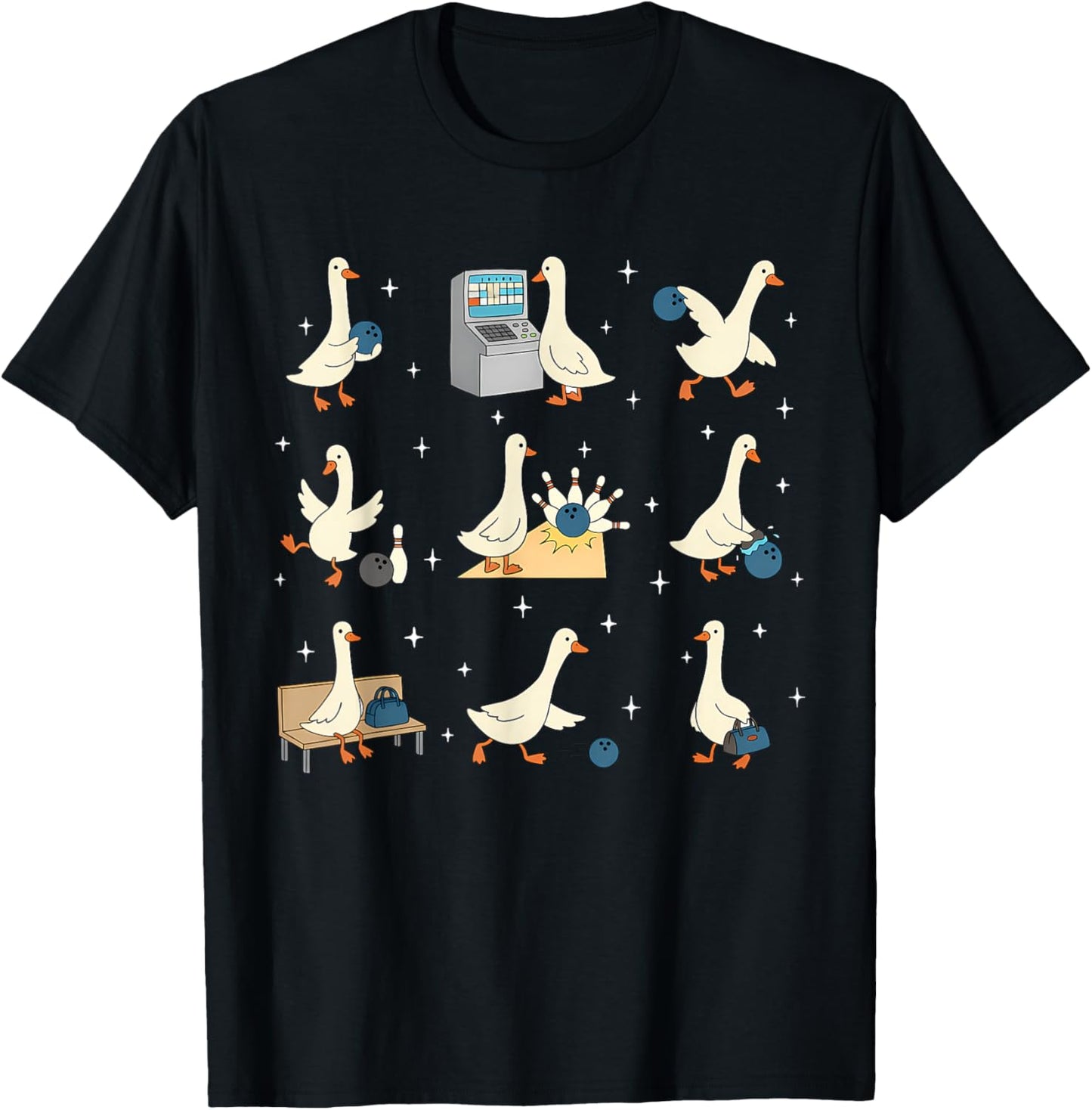 Funny Bowling Goose Meme Bowling Player Humor T-Shirt - T-Shirt | Black